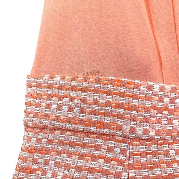 Ports 1961 Tweed Silk Pleated Panel Woven Cocktail Dress Peach Pink Size 10 - Picture 5 of 8